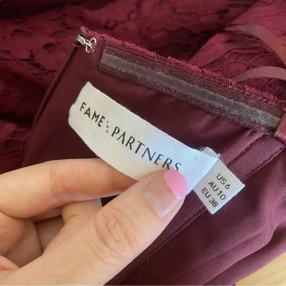 Anthropologie Fame and Partners Twilight dress strapless lace gown wine red - Picture 10 of 16